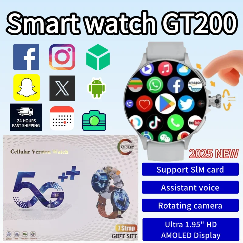 Smartwatch Watches Price - สมาร์ทวอทช์รุ่นใหม่ GT200 5G พร้อมช่องใส่ซิมการ์ด หน้าจอความจุ 256GB