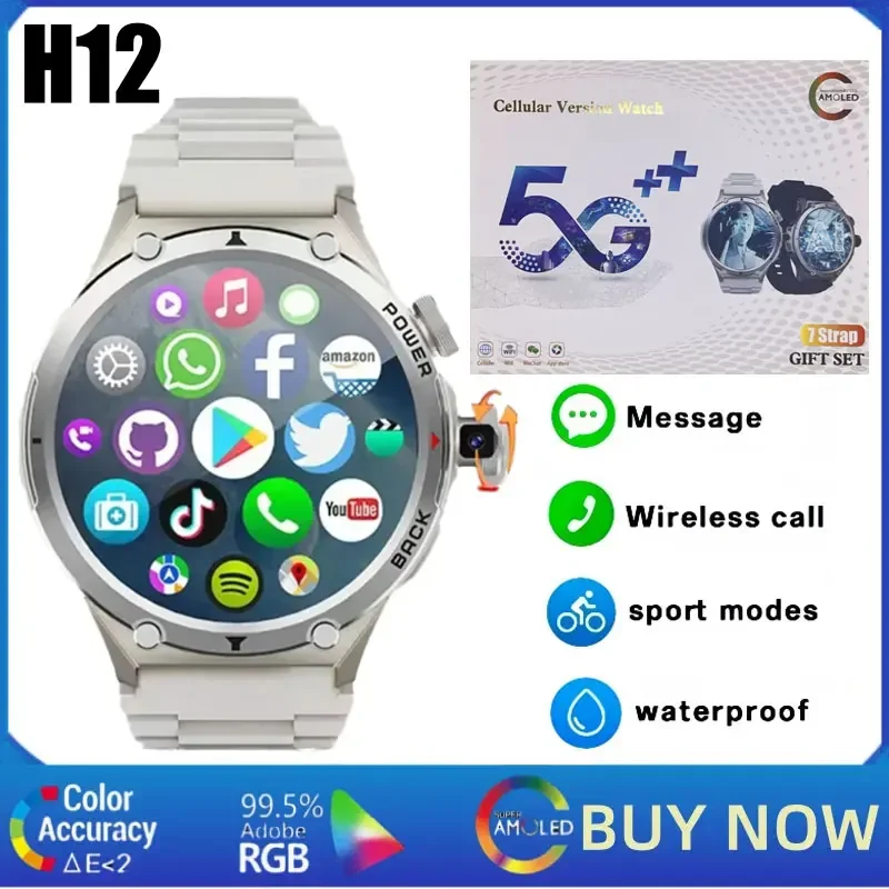 Smartwatch Watches For Women With Gps - H12 สมาร์ทวอทช์ระบบแอนดรอยด์ 4G LTE หน้าจอ AMOLED